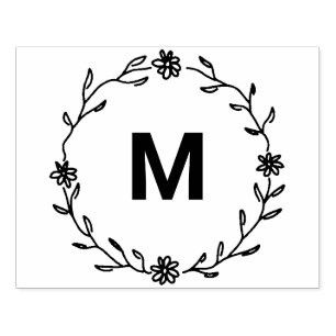 Tampons Encreurs ♥ Élégante couronne florale Monogramme ♥