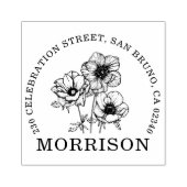 Tampons Encreurs Élégante Fleurs d'anémones Nom Arrondi Adresse de  (Impression)