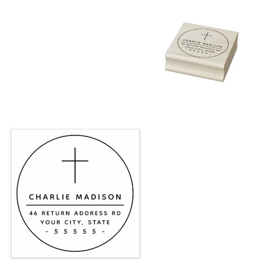 Tampons Encreurs Elégante structure transversale Christian adresse (Tamponné)