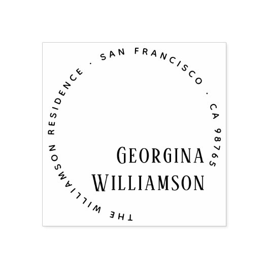 Tampons Encreurs Élégante typographie circulaire Nom Adresse de ret (Impression)