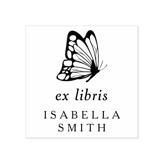 Tampons Encreurs Élégante typographie Papillon Ex Libris Plaque (Impression)