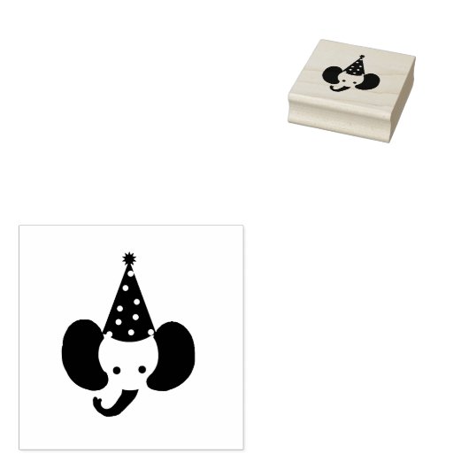 Tampons Encreurs Éléphant avec un Casquette de fête Timbre d'art en (Tamponné)