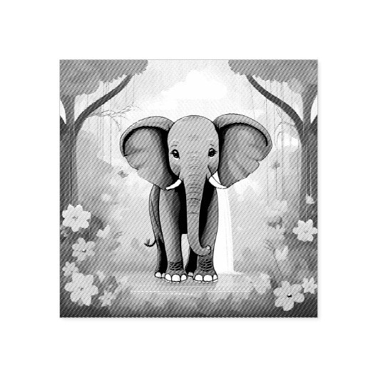 Tampons Encreurs Eléphant Bébé Bleu Whimsical, (Impression)