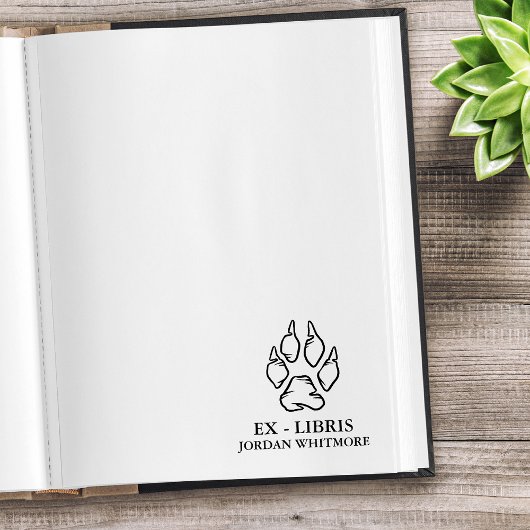 Tampons Encreurs Empreinte de patte de loup Ex Libris nom personnal