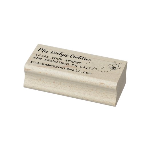 Tampons Encreurs Encre noire Nom personnalisé Abeille Adresse de re (Tampon)