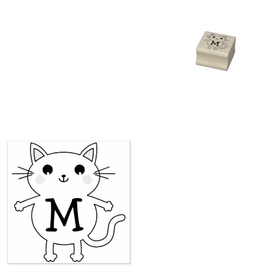 Tampons Encreurs Enfants Kitty Chat Cute Monogramme initial (Tamponné)