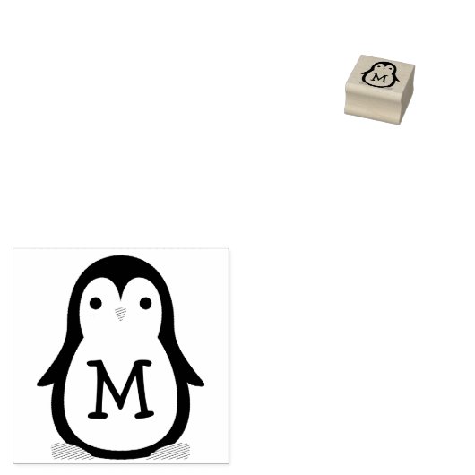 Tampons Encreurs Enfants Penguin mûre Monogramme initial (Tamponné)