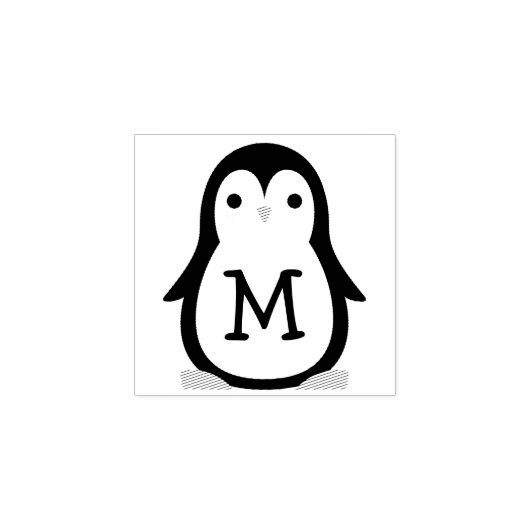 Tampons Encreurs Enfants Penguin mûre Monogramme initial (Impression)