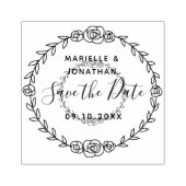 Tampons Encreurs Enregistrer la date Floral Vin Rose Script moderne (Impression)