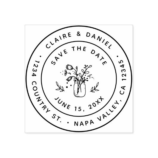 Tampons Encreurs Enregistrer la date Mason Jar Adresse de retour (Impression)