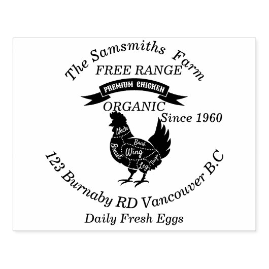 Tampons Encreurs Entreprise familiale Chicken Egg Farm depuis 1960 (Impression)