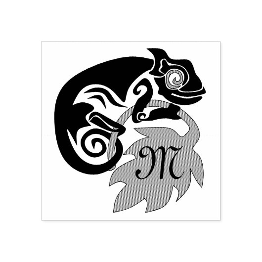 Tampons Encreurs Escalade de chameleon lunaire sur le Monogramme de (Impression)