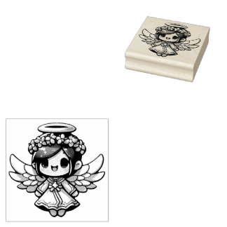 Tampons Encreurs Ethereal Angelic Chibi - ange, halo, fleurs