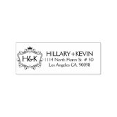 Tampons Encreurs Étiquette de cadre à couronne noire et à fleurs (Tamponné)