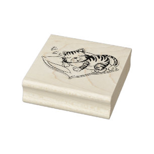 Tampons Encreurs Étiquette en caoutchouc pour chats couchés