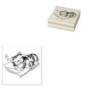 Tampons Encreurs Étiquette en caoutchouc pour chats couchés (Tamponné)