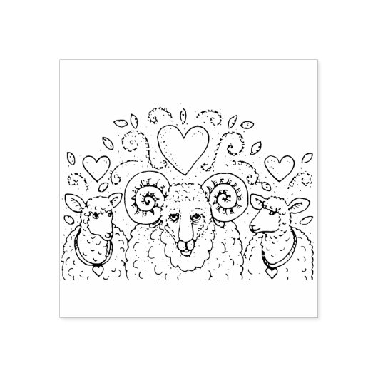 TAMPONS ENCREURS EWES SHEEP ET RAM, ARBRE FAMILIAL DE CAMPAGNE, ART (Impression)