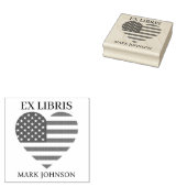 Tampons Encreurs EX libris America flag in heart  bookplate library (Tamponné)