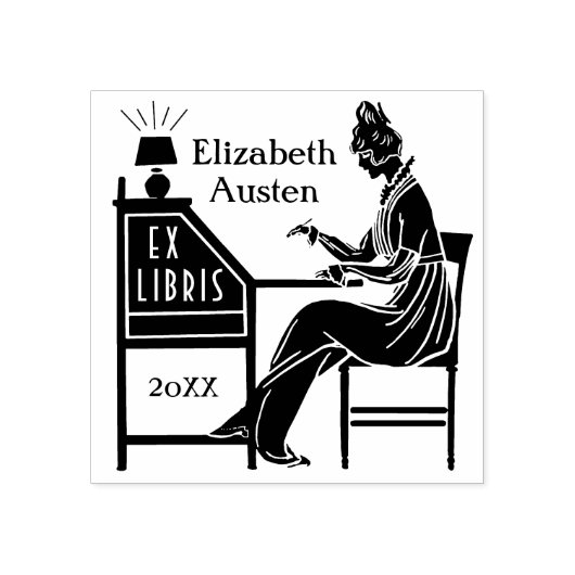 Tampons Encreurs Ex Libris Boite Déco Lady Writing Desk Personnalis (Impression)