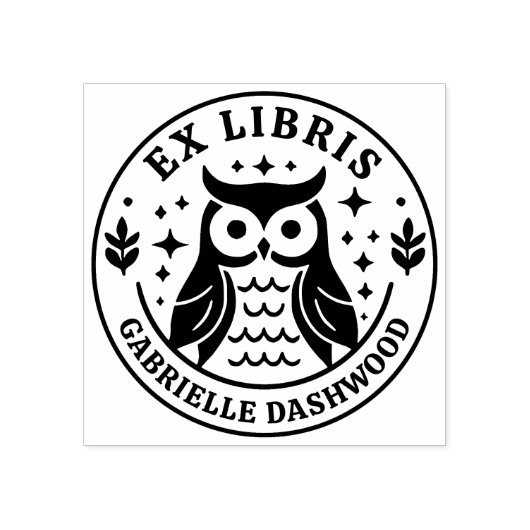 Tampons Encreurs Ex Libris Boplate Cute Owl et nom personnalisé (Impression)