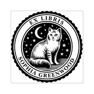Tampons Encreurs Ex Libris - Chat Nocturne
