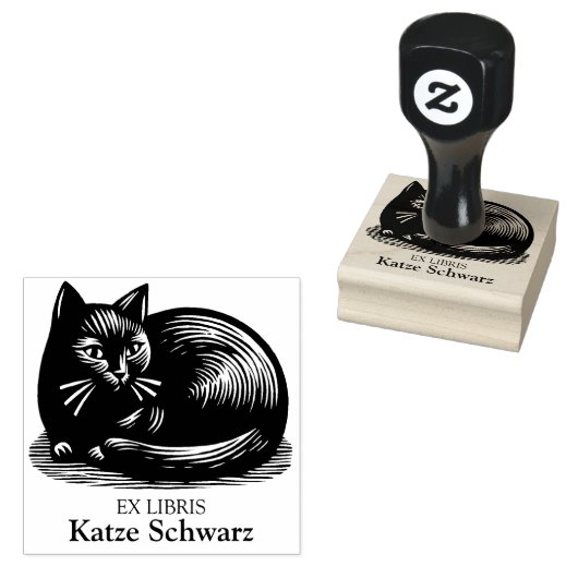 Tampons Encreurs Ex Libris - Chat Noir Style de coupe (Tamponné)
