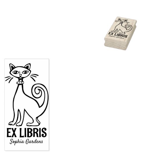 Tampons Encreurs Ex Libris - Chat Rétro (Tamponné)