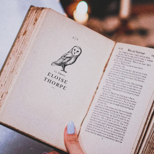 Tampons Encreurs Ex-libris Chouette Vintage & Initiales Livre de bi