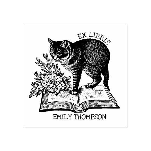 Tampons Encreurs Ex Libris de livre floral, Bookplate de livre vint (Impression)