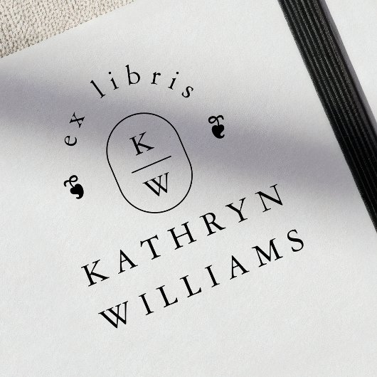 Tampons Encreurs Ex-libris de livre monogramme Fleuron Moderne Plaq