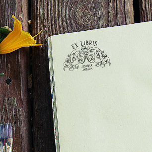Tampons Encreurs Ex Libris élégant papeterie fleur vintage livre
