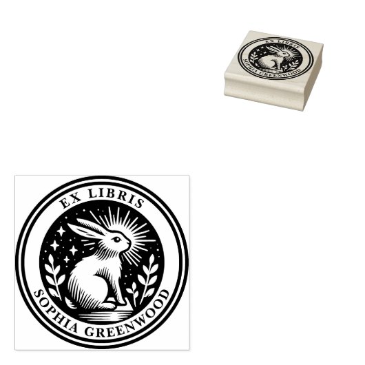 Tampons Encreurs Ex Libris - Lapin éclairé (Tamponné)