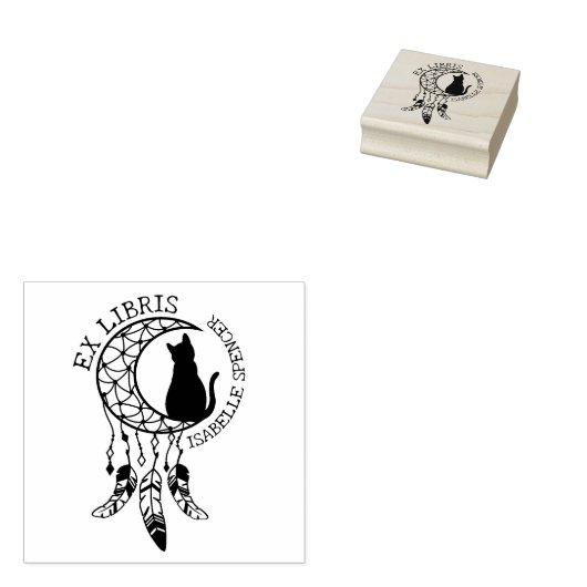 Tampons Encreurs Ex Libris Mystic Chat, Moon Dream Catcher Book (Tamponné)