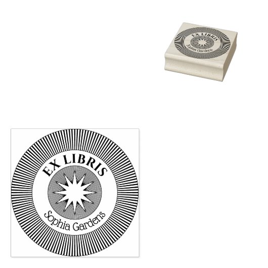 Tampons Encreurs Ex Libris Mystical Star Burst v8 Timbre en caoutch (Tamponné)