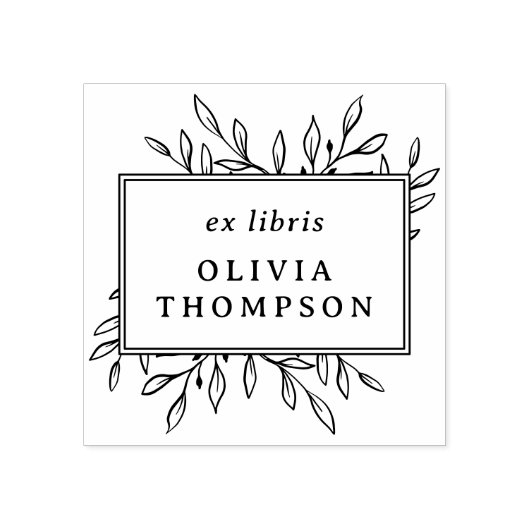 Tampons Encreurs Ex Libris Nom Bibliothèque Feuilles Dessinées à la (Impression)