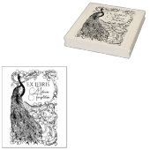 Tampons Encreurs Ex-libris Paon sur Branche Fleurie (Tamponné)