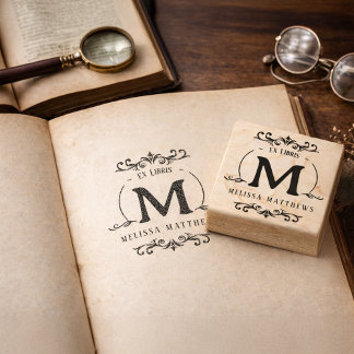 Tampons Encreurs Ex Libris personnalisé avec monogramme pour plaque