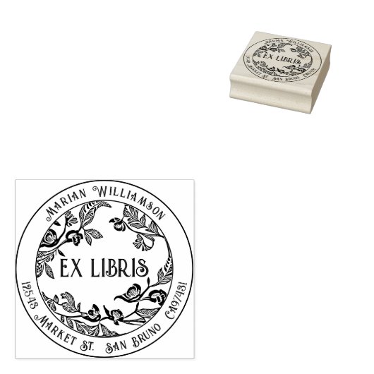 Tampons Encreurs Ex-libris personnalisé Custom Deco avec cercle flo (Tamponné)