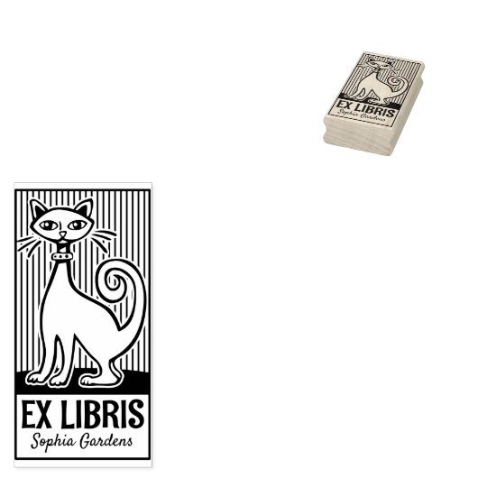 Tampons Encreurs Ex Libris - Retro Cat v2 (Tamponné)