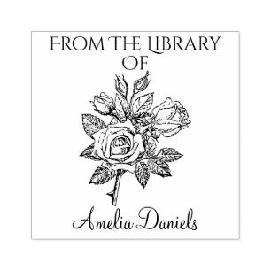 Tampons Encreurs Ex-libris Rose Vintage Bookplate