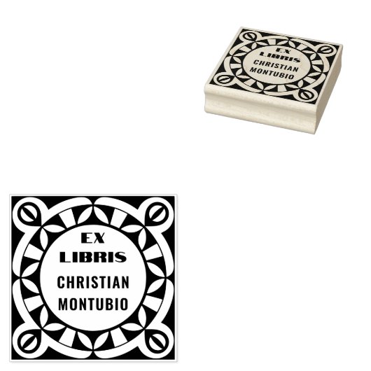 Tampons Encreurs Ex Libris Timbre en bois - Motif géométrique (Tamponné)