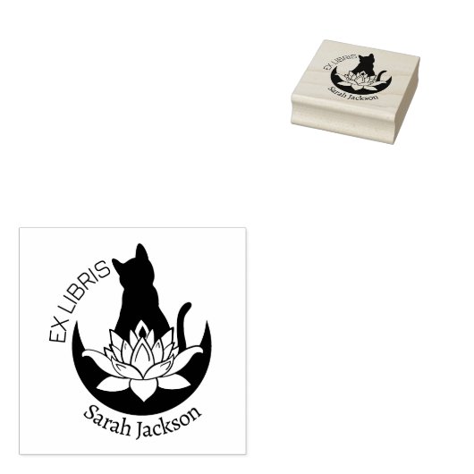 Tampons Encreurs Ex Libris Zen Chat, Lotus Moon Livre (Tamponné)