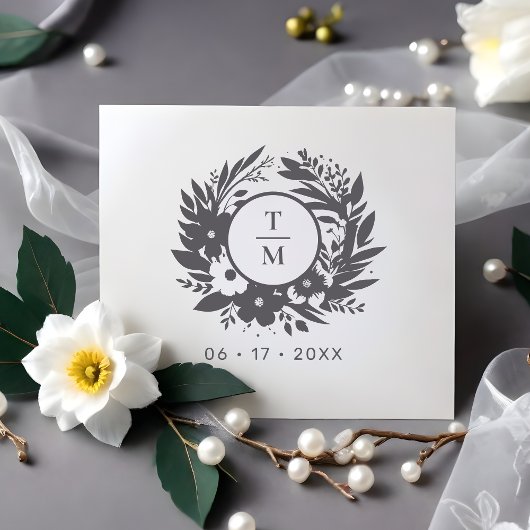 Tampons Encreurs Exquisite Wedding Wildflowers Wreath Initials