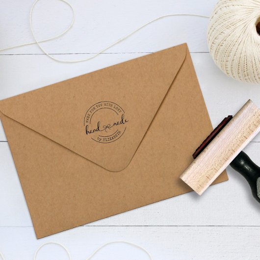 Tampons Encreurs Fabriqué à la main avec amour Élégant Script Timbr