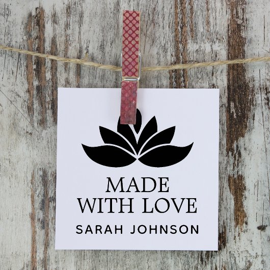 Tampons Encreurs Fabriqué Avec Amour Fleur Lotus Personnalisé