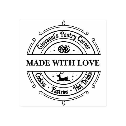 Tampons Encreurs Fabriqué avec amour Moderne Rétro Rouge (Impression)