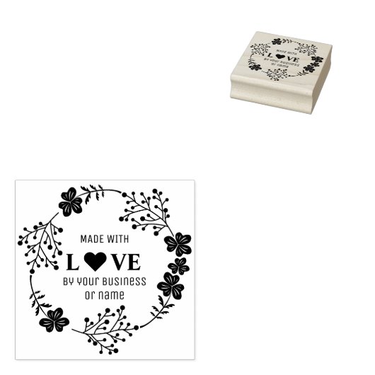 Tampons Encreurs Fabriqué sur mesure avec l'amour Citation Fleurs G (Tamponné)