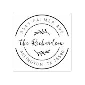 Tampons Encreurs Family Name Return Address Botanical Round Logo (Impression)