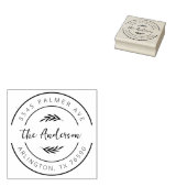Tampons Encreurs Family Name Return Address Botanical Round Logo (Tamponné)