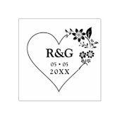 Tampons Encreurs Fancy Simple Initiales Mariage Fleur Garland Heart (Impression)